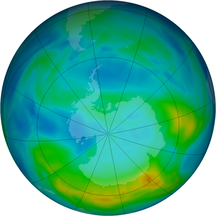 Antarctic ozone map for 24 May 2005